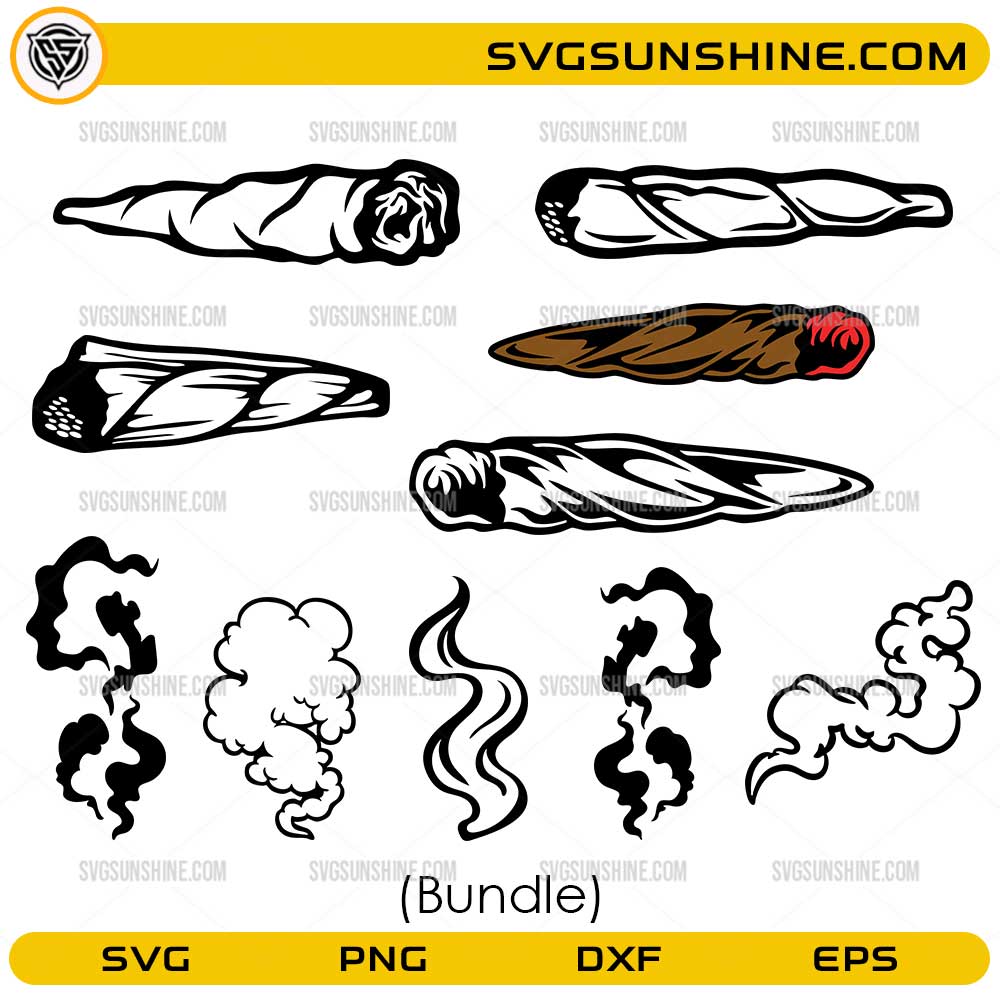 Weed joint SVG bundle with blunt and smoke clipart designs