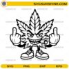 funny weed leaf middle finger SVG cannabis cartoon design