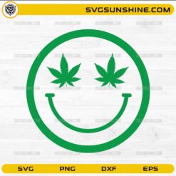 Weed smiley face SVG with cannabis leaf eyes minimalist design