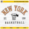 New York Basketball SVG retro sports fan design with basketball hoop and vintage typography