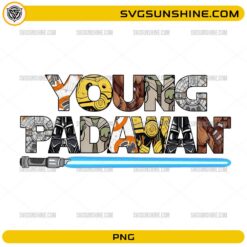 Young Padawan Star Wars inspired PNG with lightsaber design