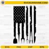 American BBQ flag SVG made of grilling tools spatula fork tongs patriotic design