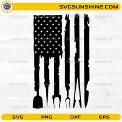 American BBQ flag SVG made of grilling tools spatula fork tongs patriotic design