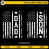 American Flag Dad and Son SVG bundle with matching distressed patriotic flag designs for Father's Day and family shirts