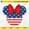 American flag Minnie head SVG with red bow patriotic design