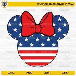 American flag Minnie head SVG with red bow patriotic design