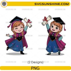 Anna Graduation PNG Bundle, Frozen Princess Graduate PNG, Cute Anna PNG for Sublimation