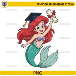 Cute Ariel graduation PNG Disney princess mermaid holding diploma clipart