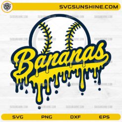 Bananas Baseball Drip SVG design with baseball graphic for Cricut and Silhouette crafting projects