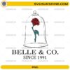 Belle & Co Since 1991 PNG with enchanted red rose under glass dome