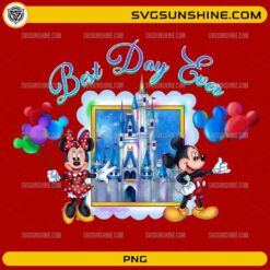 Best Day Ever Disney castle PNG with Mickey Minnie balloons