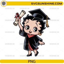 Betty Boop graduation PNG cute cartoon graduate holding diploma