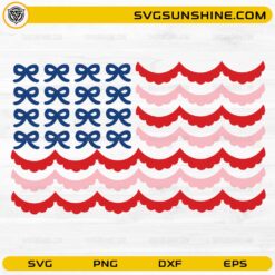 Bow Scalloped American Flag SVG Bundle with patriotic USA bow and scalloped stripe designs for Cricut and Silhouette