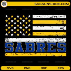 Buffalo Sabres USA flag SVG distressed hockey design in blue and gold