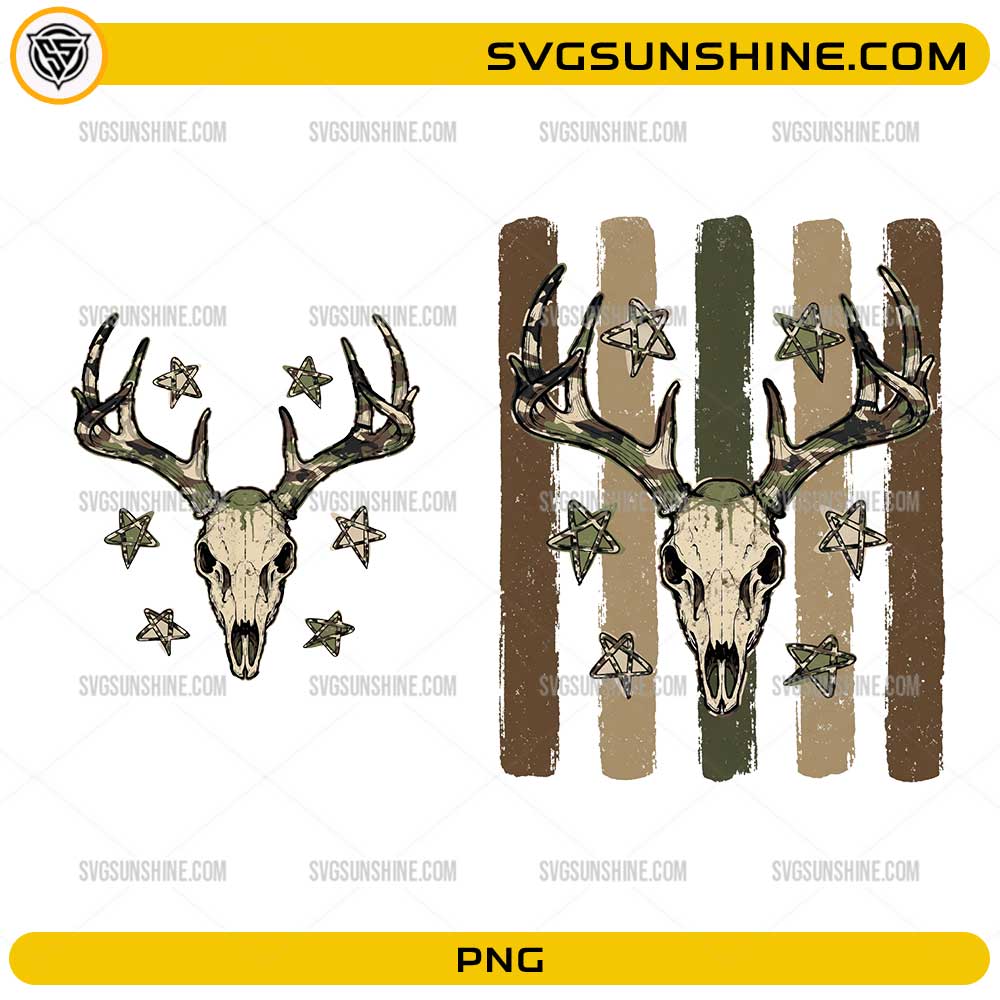 Camo Deer Skull PNG Bundle vintage hunting deer skull camouflage digital download
