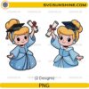 Cute Cinderella graduation PNG bundle holding diploma