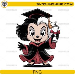 Cruella Graduation PNG – Cute Villain Graduate PNG Download