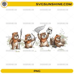 Cute Ewok forest characters Star Wars PNG design