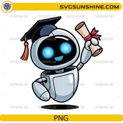 Cute Robot Graduation PNG &ndash; Cartoon Graduate Robot PNG Download