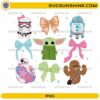 Cute coquette Star Wars characters with bows PNG design