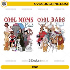 Disney Cool Mom Club and Cool Dad Club PNG bundle featuring family matching character-inspired designs