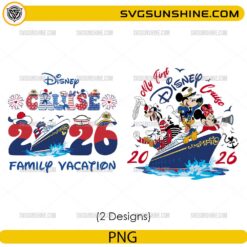Disney Cruise 2026 PNG bundle with family vacation and first cruise designs