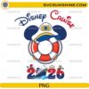 Disney Cruise 2026 PNG with nautical life preserver and captain hat design