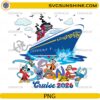 Disney Cruise 2026 PNG design with cruise ship and cartoon characters