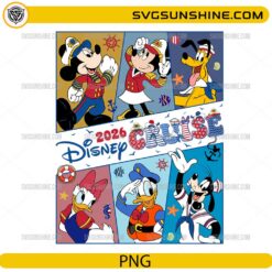 Disney Cruise 2026 PNG featuring nautical cartoon characters and cruise-themed artwork