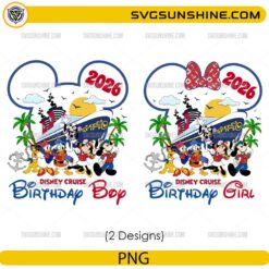 Disney Cruise Birthday Boy Girl PNG Bundle 2026 with Mickey Minnie cruise vacation designs