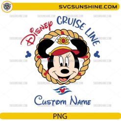 Disney Cruise Line custom name PNG with Minnie Mouse captain nautical vacation design