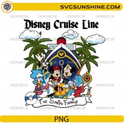 Disney Cruise Line family PNG with Mickey Minnie Donald Goofy and custom family name