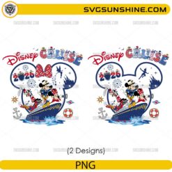 Disney Cruise 2026 PNG bundle with Mickey Minnie Goofy family vacation cruise designs