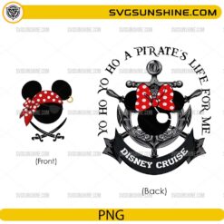 Disney Pirate Cruise Bundle PNG with pirate mouse ears, anchor, bandana, and Yo Ho A Pirate's Life For Me design