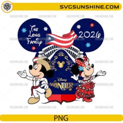 Disney Wonder family cruise PNG with Mickey Minnie and custom family name 2026
