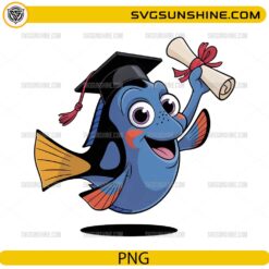 Dory graduation PNG cute fish graduate holding diploma