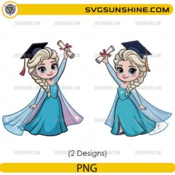 Elsa Graduation PNG Bundle, Frozen Princess Graduate PNG Digital Download