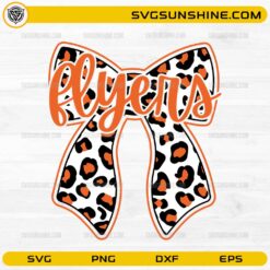 Flyers leopard bow SVG with orange black animal print design