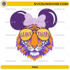 Geaux Tigers PNG cute tiger Minnie ears sublimation design for football shirts and crafts