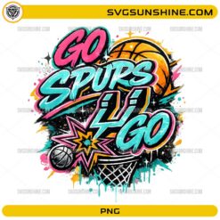 Go Spurs Go Graffiti PNG with colorful basketball street art design