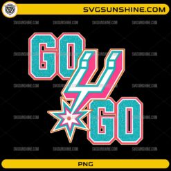 Go Spurs Go PNG with retro colorful basketball typography design