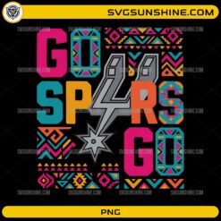 Go Spurs Go SVG design with colorful tribal patterns and San Antonio basketball fan artwork