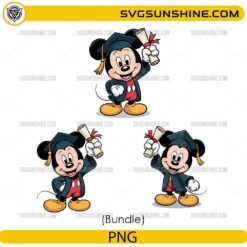 Cute Mickey Mouse graduation bundle PNG with diploma and graduation cap