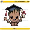 Cute Groot graduation PNG holding diploma and wearing graduation cap