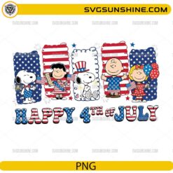 Happy 4th Of July Snoopy Friends PNG with patriotic Peanuts characters