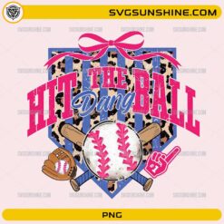 Hit The Dang Ball baseball softball mom PNG design with bats and leopard print