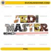 Jedi Master PNG with sci-fi letter design and red lightsaber