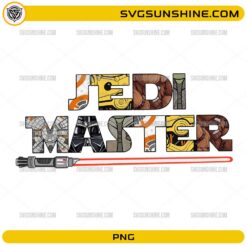 Jedi Master PNG with sci-fi letter design and red lightsaber