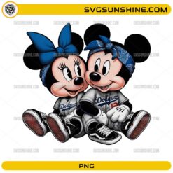 LA Dodgers Mickey Minnie PNG &ndash; Cute Baseball Cartoon Couple Design