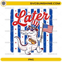 Later Alligator 4th of July PNG with patriotic cartoon alligator design
